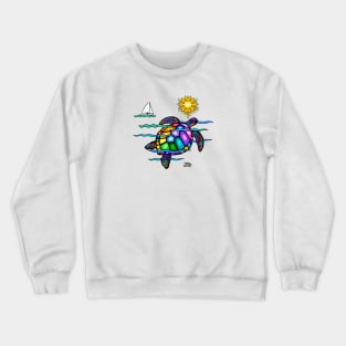 Colorful Sea Turtle in "Stained Glass" Style Crewneck Sweatshirt